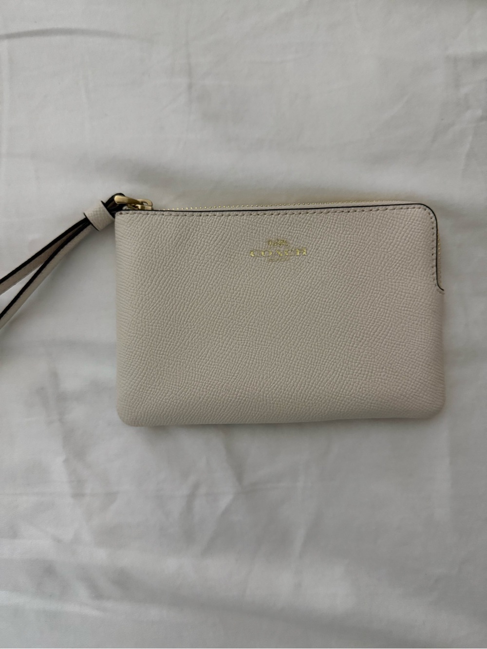 Coach Small Wristlet in Light Beige with Gold Hardware